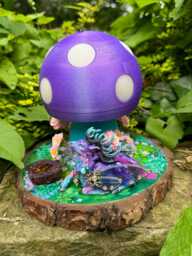 Faerie Stag Druid Mushroom Lamp Diorama UK Plug 18.5cm X 15.5cm