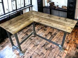 standing Corner Desk, Bar Office Custom Made From Reclaimed Scaffold Boards & Tubes - The White