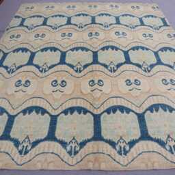 7x8 Ft Natural Afghan Rug, Blue Beige Hand Knotted Veg Dyes Wool Tribal Area Oriental Turkmen Gabbeh Living Room 6'7x7'9 - thumbnail 3
