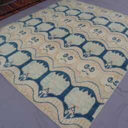 7x8 Ft Natural Afghan Rug, Blue Beige Hand Knotted Veg Dyes Wool Tribal Area Oriental Turkmen Gabbeh Living Room 6'7x7'9 - thumbnail 2