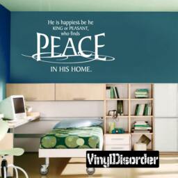 He Is Happiest Be He King Or Peasant Who Finds Peace in His Home - Vinyl Wall Decal Quotes Sticker Hj002Heishappiestiet - thumbnail 1
