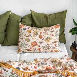 Mushroom Linen Pillowcase, Pillow Cover, Cushion Cover With Pattern. Standard, Queen, King, Body, Euro Sham, Deco Pillowcase - thumbnail 2