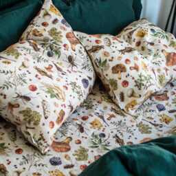 Mushroom Linen Pillowcase, Pillow Cover, Cushion Cover With Pattern. Standard, Queen, King, Body, Euro Sham, Deco Pillowcase - thumbnail 4