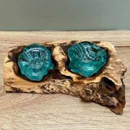 Rustic Driftwood Tealight Two Piece Melted Molten Glass Candle Holder Quirky Home D??cor - thumbnail 2