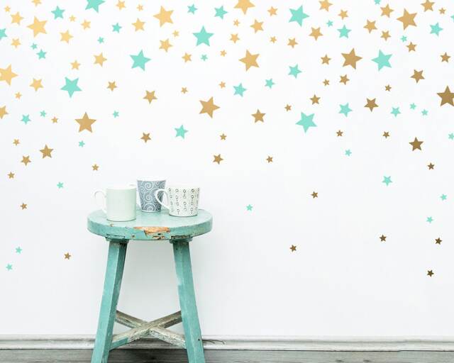Star Wall Decals - Vinyl Decals, 2-Color Nursery Stickers, Removable - image 1