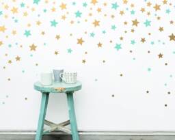 Star Wall Decals - Vinyl Decals, 2-Color Nursery Stickers, Removable - thumbnail 1