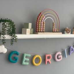 Name Garland With Clouds, Nursery Garland, Baby Gift, Name Felt Banner, Bunting, Kids Room Decor, Decor - thumbnail 2