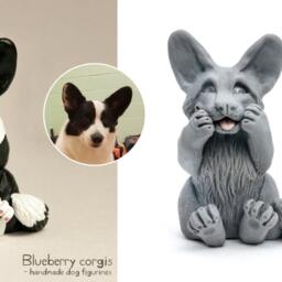 Single Welsh Corgi Figurine, Scuplture - Painted Basing On Photos, 100% Handmade - thumbnail 3