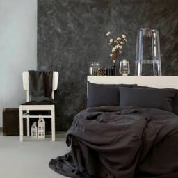 Charcoal Gray Color Linen Bedding Set. Queen King Duvet Cover & Pillow Cases - 3Pcs - thumbnail 2