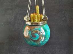 Raku Ceramic Cauldron Planter - Hangable Or Freestanding Succulent & Cactus Pot Custom Colors & Sizes