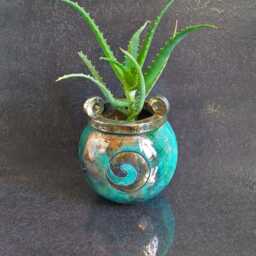 Raku Ceramic Cauldron Planter - Hangable Or Freestanding Succulent & Cactus Pot Custom Colors & Sizes - thumbnail 3