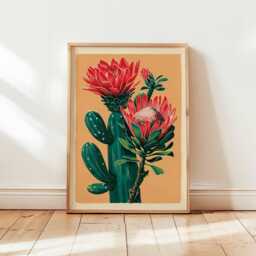 Mexican Cactus Poster, Vintage Botanical Print, Latino Gift, Flower Art, Desert Plant Illustration, Southwestern Decor, Art Print - thumbnail 1