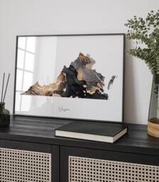 Virginia Map Black & Gold Wall Art Print Us State - Usa United States Of America - thumbnail 1
