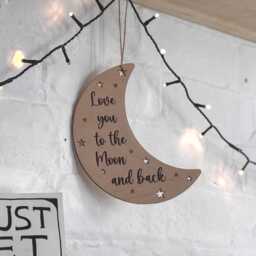 Love You To The Moon & Back Wooden Sign Wall Hanging, Nursery D??cor, Baby Gift Plaque, Bedroom Accessory, Cute For Loved One - thumbnail 1