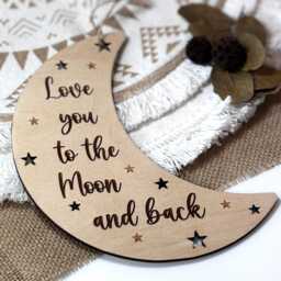 Love You To The Moon & Back Wooden Sign Wall Hanging, Nursery D??cor, Baby Gift Plaque, Bedroom Accessory, Cute For Loved One - thumbnail 3