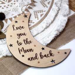 Love You To The Moon & Back Wooden Sign Wall Hanging, Nursery D??cor, Baby Gift Plaque, Bedroom Accessory, Cute For Loved One - thumbnail 2