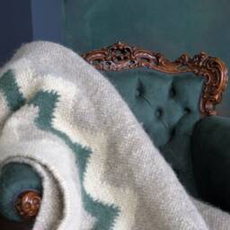 Handmade Wool Blanket Throw Scandinavian Geometric Coverlet - 220x190cm - thumbnail 2