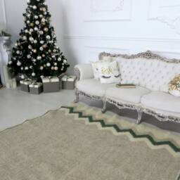 Handmade Wool Blanket Throw Scandinavian Geometric Coverlet - 220x190cm - thumbnail 3