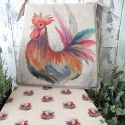 Rooster Print Tapered Chair Pads, Bistro Kitchen Decor, Set Of 4, 6, 8 - thumbnail 3