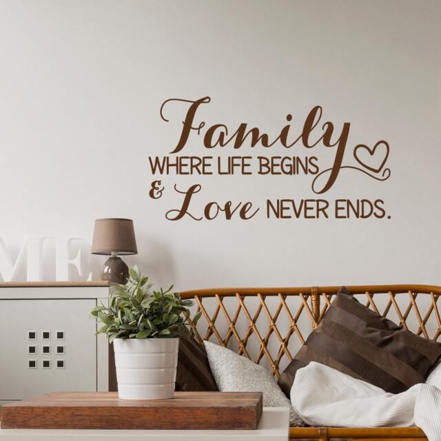 Family Wall Decal Where Life Begins Quote - Inspirational Home Sign Vinyl Lettering #119 - image 1