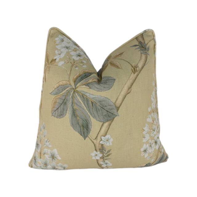 Sanderson - Chestnut Tree Wheat/Pebble Traditional Trailing Blossom Designer Cushion Cover Luxury Throw Pillow Handmade - image 1