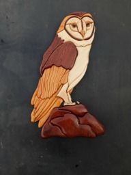 ??ntarsia Barn Owl , Woodworking, Home Decor, Wall Animal, Owl, Birds, Intarsia Wooden Art, Wood Carving, Barn, 3D - thumbnail 1