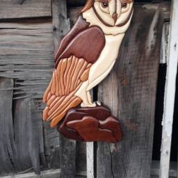 ??ntarsia Barn Owl , Woodworking, Home Decor, Wall Animal, Owl, Birds, Intarsia Wooden Art, Wood Carving, Barn, 3D - thumbnail 2
