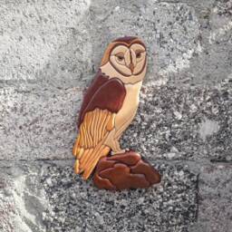 ??ntarsia Barn Owl , Woodworking, Home Decor, Wall Animal, Owl, Birds, Intarsia Wooden Art, Wood Carving, Barn, 3D - thumbnail 3