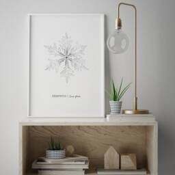 Snowflake Poster, Christmas Print, Art, Holiday Winter Wall Decor, Minimalist Drawing, Nordic Poster - thumbnail 3