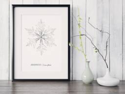 Snowflake Poster, Christmas Print, Art, Holiday Winter Wall Decor, Minimalist Drawing, Nordic Poster - thumbnail 1