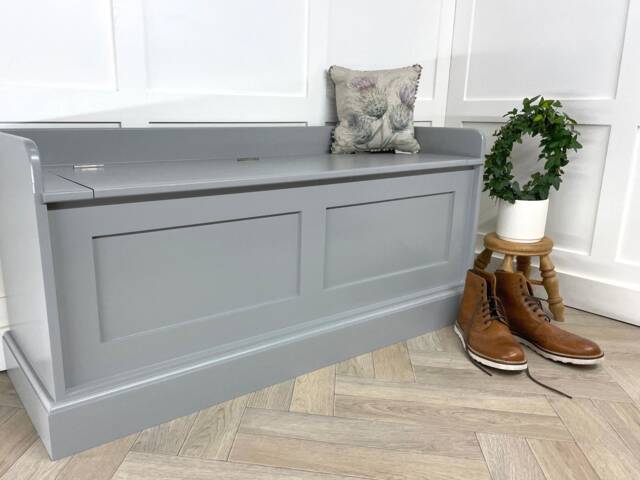Painted Window Seat Or Entrance Hall Shoe Storage Bench - Narrow Option - image 1