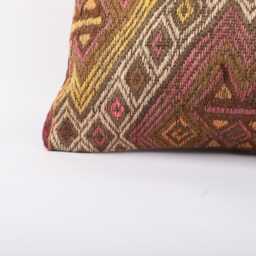 Kilim Lumbar Pillow Cover 12x24 Turkish Bohemian Cushion - thumbnail 2
