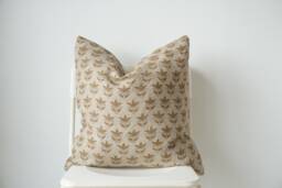"Block Print Pillow Cover Floral Batik, Boho Farmhouse Decor - 20"" X 20" - thumbnail 1