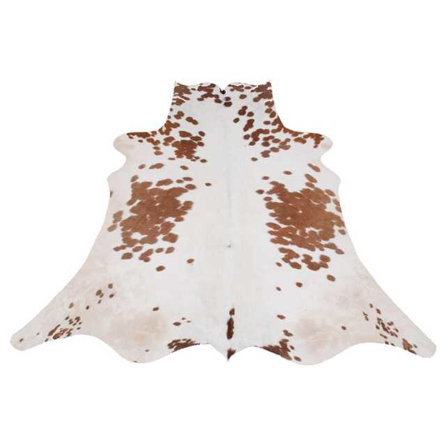 statement Large Cowhide Accent - Premium Brown & White Hair-On Leather Rug - image 1