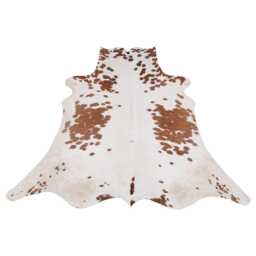 statement Large Cowhide Accent - Premium Brown & White Hair-On Leather Rug - thumbnail 1