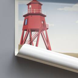 South Shields Groyne Lighthouse Travel Poster, Minimalist Wall Art, North East Tyne & Wear England Uk, Art Prints - thumbnail 3