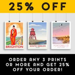 South Shields Groyne Lighthouse Travel Poster, Minimalist Wall Art, North East Tyne & Wear England Uk, Art Prints - thumbnail 2
