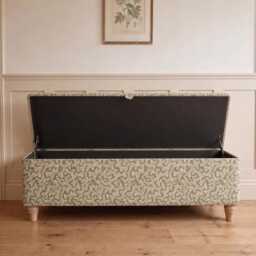 Handmade Storage Ottoman in Ian Sanderson Big Dulcie Fabric, Luxury Blanket Box, End Of Bed Bench - thumbnail 2