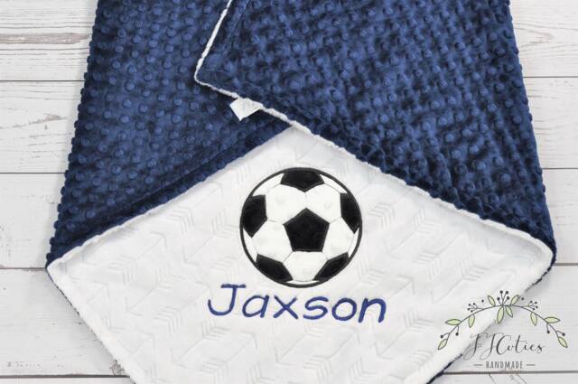 Personalized Soccer Minky Baby Blanket-Personalized Baby Minky Blanket-Soccer Blanket-Sports Blanket - image 1