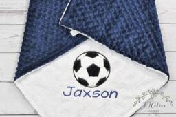 Personalized Soccer Minky Baby Blanket-Personalized Baby Minky Blanket-Soccer Blanket-Sports Blanket - thumbnail 1