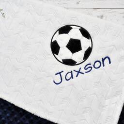 Personalized Soccer Minky Baby Blanket-Personalized Baby Minky Blanket-Soccer Blanket-Sports Blanket - thumbnail 2