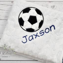 Personalized Soccer Minky Baby Blanket-Personalized Baby Minky Blanket-Soccer Blanket-Sports Blanket - thumbnail 3