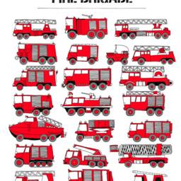 Red Fire Brigade Poster Firefighter Truck Wall Art - thumbnail 2