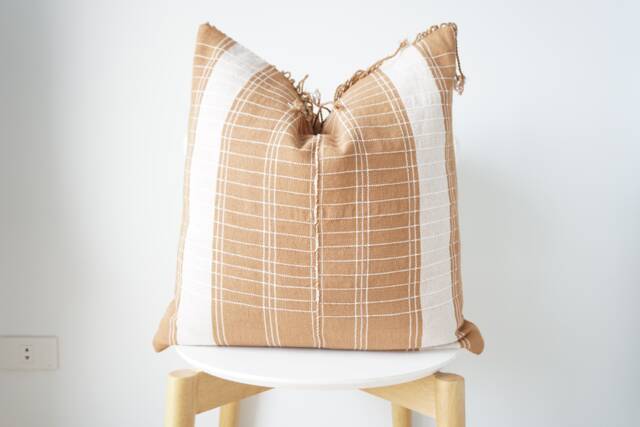 Brown Tribal Hemp Hand Woven Natural Dye Color Hmong Lumbar Pillow Cover - image 1