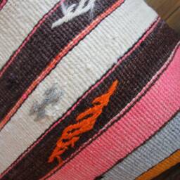 50cm - 20Inch Vintage Kilim Cushion Cover Handwoven - Various Coloured Stripes With Motifs - thumbnail 3