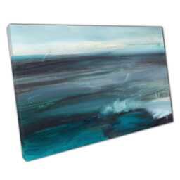 Modern Textured Seascape Canvas Print Blue Ocean Waves Abstract Wall Art For Home & Office Decor - thumbnail 1