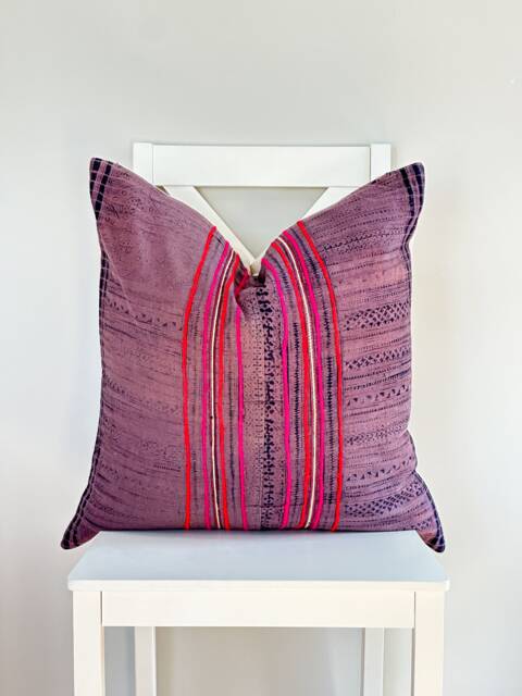 Pink Neutral Tribal Hemp Hand Woven Natural Dye Color Lumbar Pillow Cover - image 1