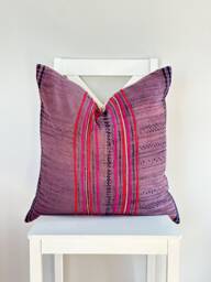 Pink Neutral Tribal Hemp Hand Woven Natural Dye Color Lumbar Pillow Cover - thumbnail 1