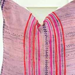 Pink Neutral Tribal Hemp Hand Woven Natural Dye Color Lumbar Pillow Cover - thumbnail 2