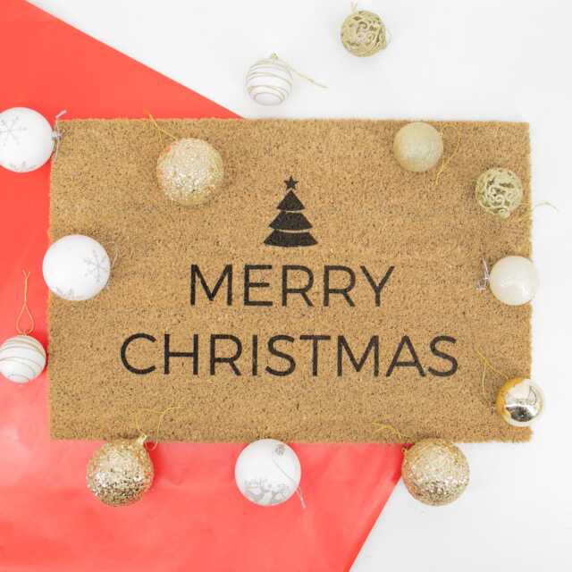 Merry Christmas Coir Doormat Festive Holiday Decor - 60x40cm - image 1